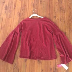 NWT Xhilaration top loungewear sleepwear Thermal red ￼Heathered Wide sleeve ange